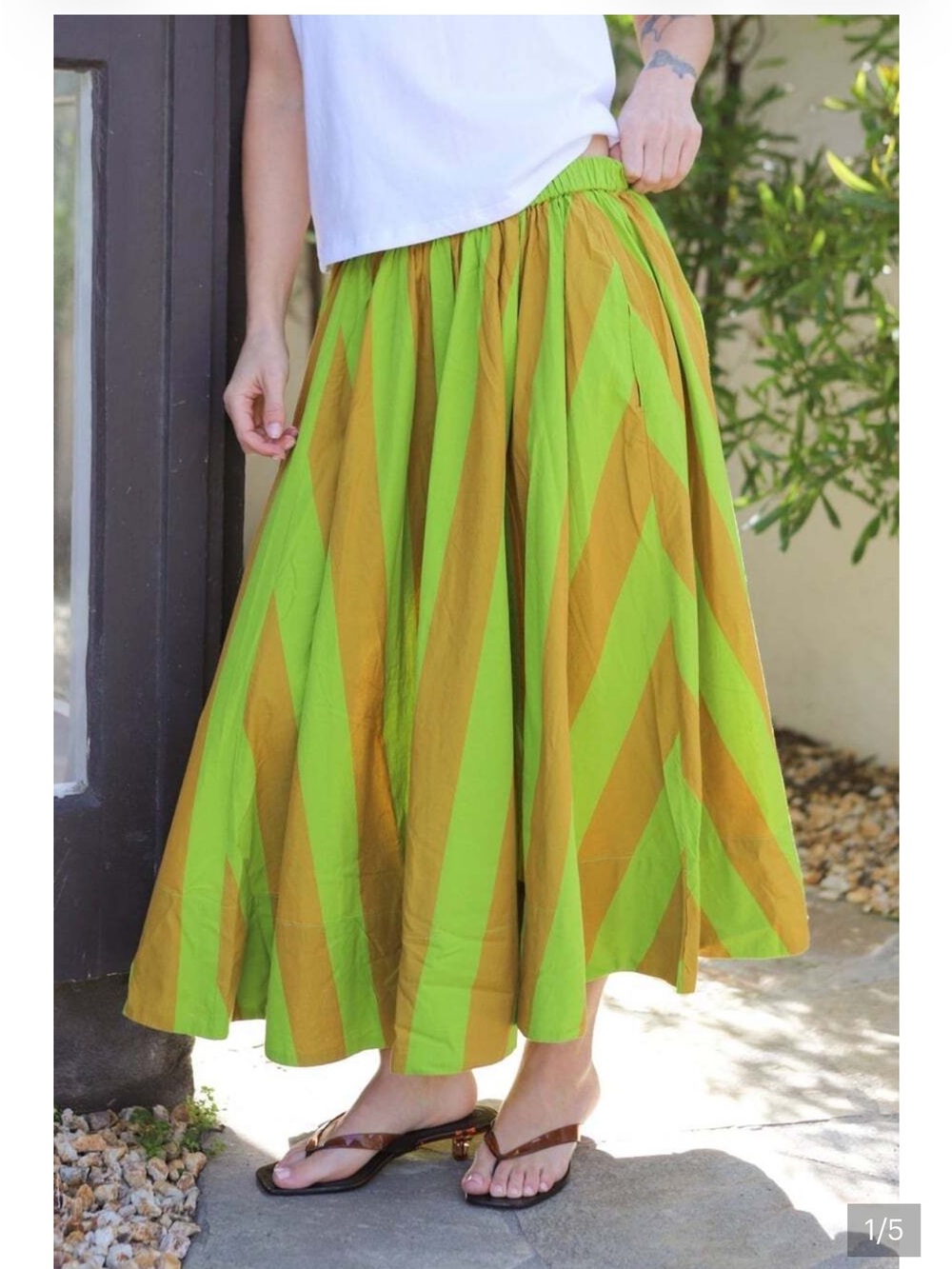 NEW Free People Lime Green & Mustard Striped Maxi Skirt
XSmall